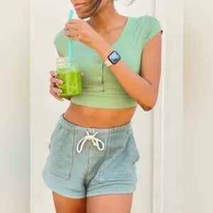⚡️5/$25- Aerie On-A-Roll cotton shorts sage green size XS
